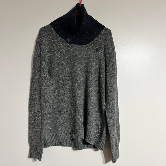 Abercrombie & Fitch Men’s Shawl Cowl Collar Nordic Wool Sweater Pullover Size XL - Picture 1 of 6